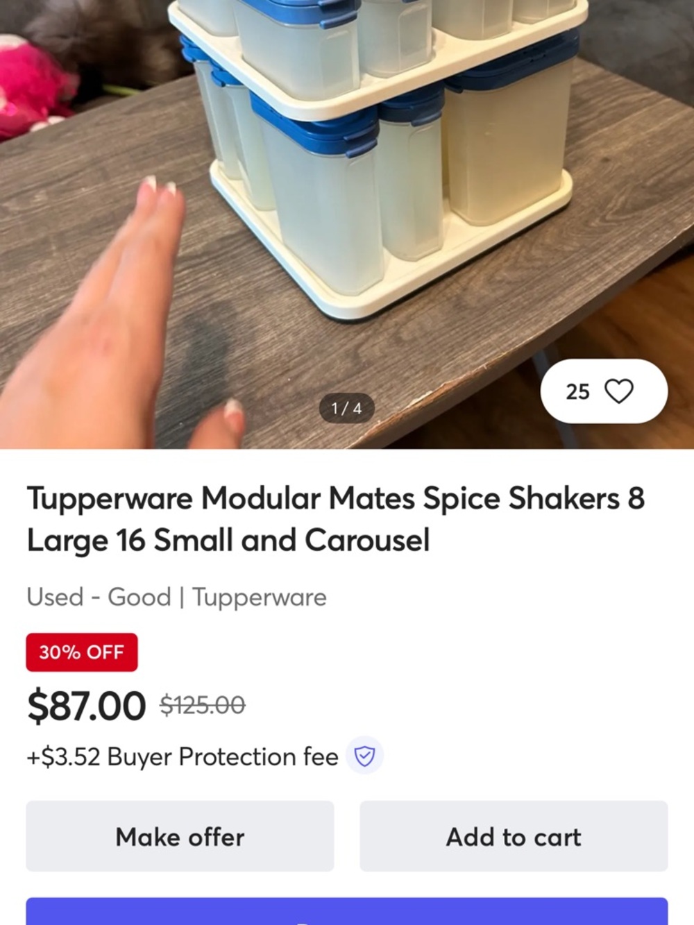Tupperware Cream Spice Jars with Blue Lids Rack